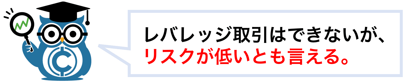 レバレッジ取引はできないが、リスクが低いとも言える。