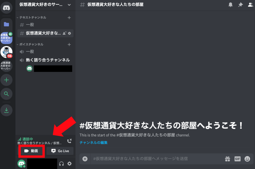 ディスコード(discord) ボイスチャンネルからビデオ通話