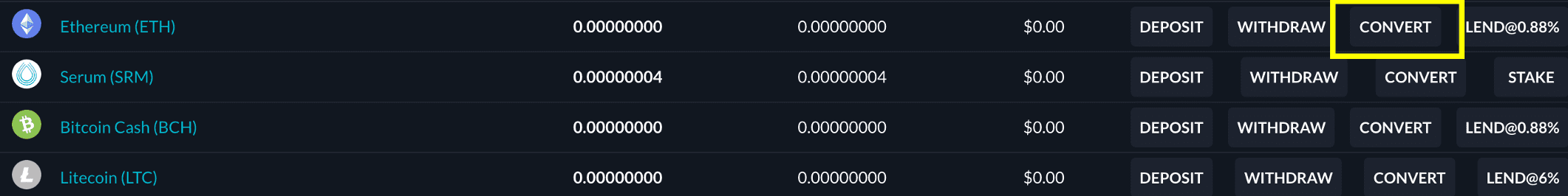 ETHをコンバートするやり方1