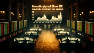 現物ビットコインETFへの需要が4週間停滞｜投資家のリスク回避ムードが高まる