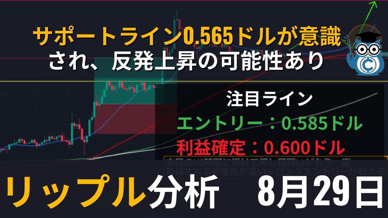 相場分析】リップル(XRP)予想・テクニカルポイント｜サポートライン0.565ドルが意識され、反発上昇が発生すれば短期足での買いエントリー –  CoinPartner(コインパートナー)