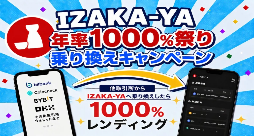 IZAKA-YA、他取引所からの乗り換えキャンペーン【年利1000%】