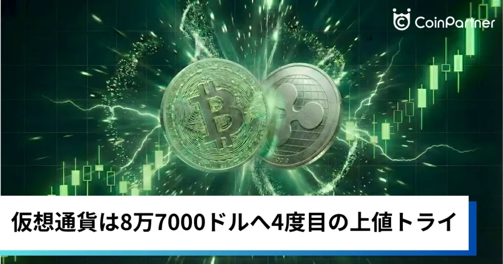 ビットコイン・イーサリアム・リップル小幅高｜仮想通貨は金利据え置き期待で4度目の上値トライ